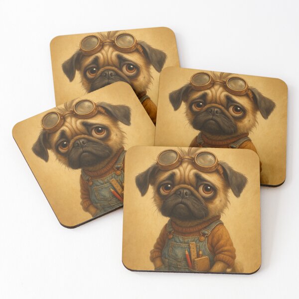 Item preview, Cute Pug in Overalls — Adorable Artist Dog Illustration designed and sold by Darlin8888.