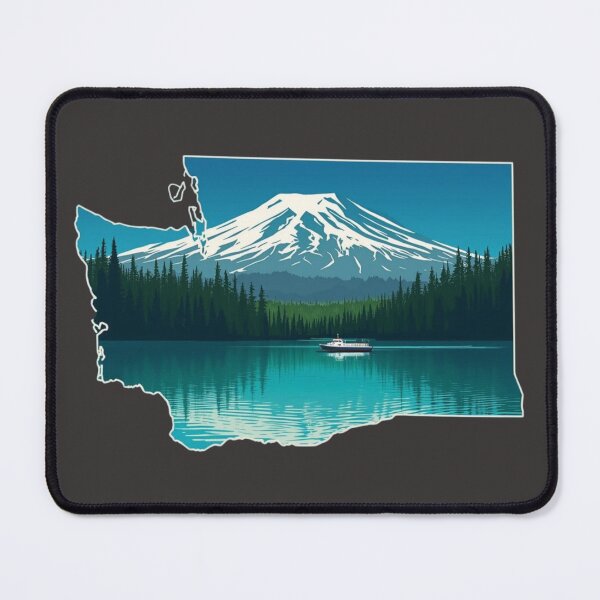 Item preview, Washington State Art Print - Mount Rainier & Puget Sound Ferry Illustration designed and sold by TitanRN.