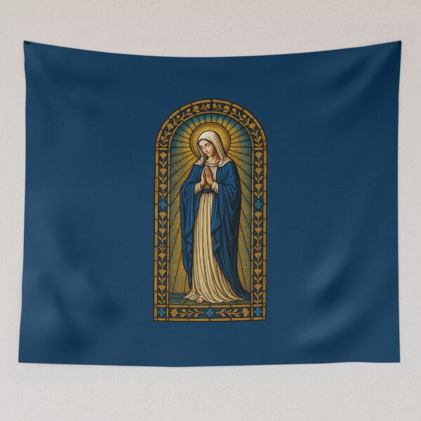 Item preview, Our Lady Virgin Mary Immaculate Conception Stained Glass Art designed and sold by artecomm.