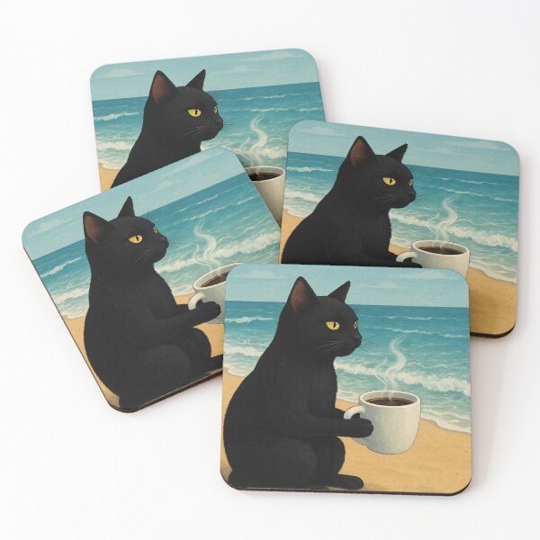 Item preview, Beachside Coffee Cat designed and sold by deboroh.