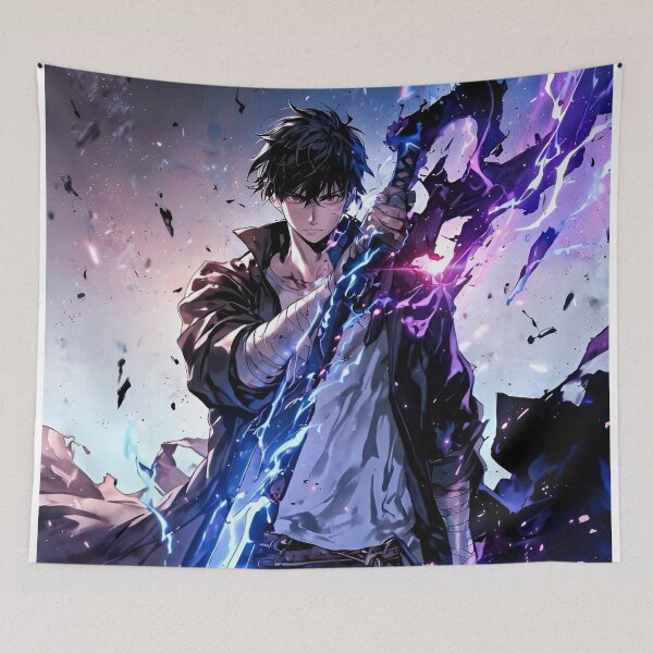 Item preview, Shadowborn Warrior With Lightning Blade – Epic Dark Fantasy Anime Art designed and sold by Dyan4.