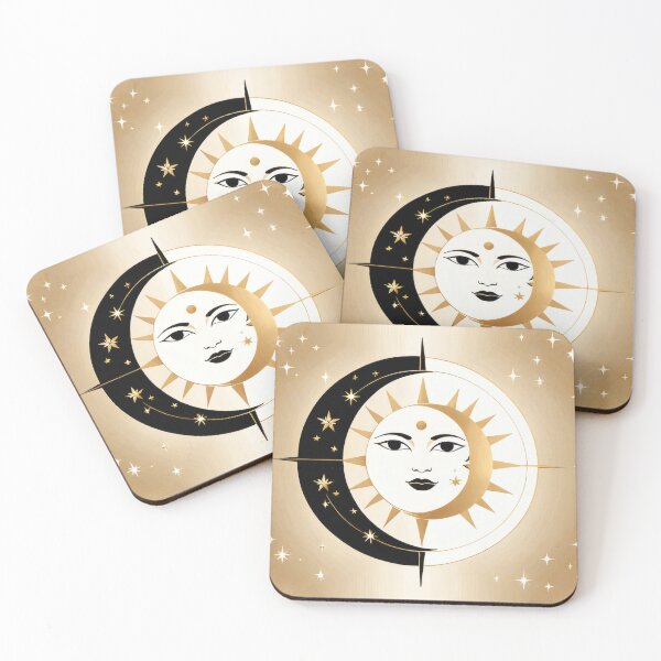 Item preview, Mystic Sun & Moon Design – Spiritual Boho Symbol, Gold and Black Celestial Art designed and sold by Visualynx.