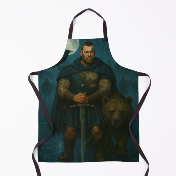Item preview, Moonlit Warrior with Bear and Ravens designed and sold by VandVArt.