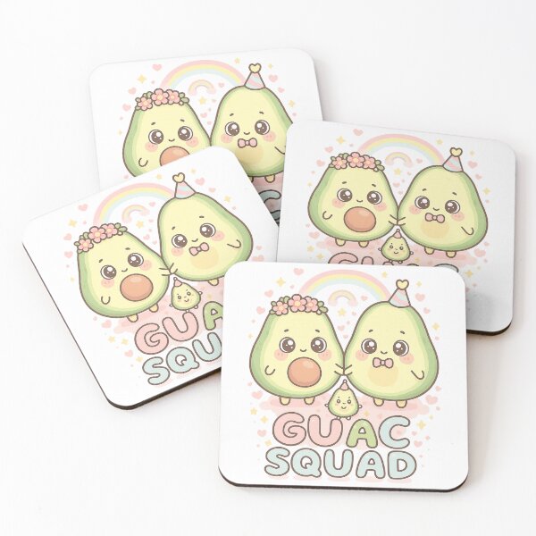 Item preview, Guac Squad – Kawaii Avocado Family with Pastel Rainbow & Sparkles designed and sold by JonelCrafts.
