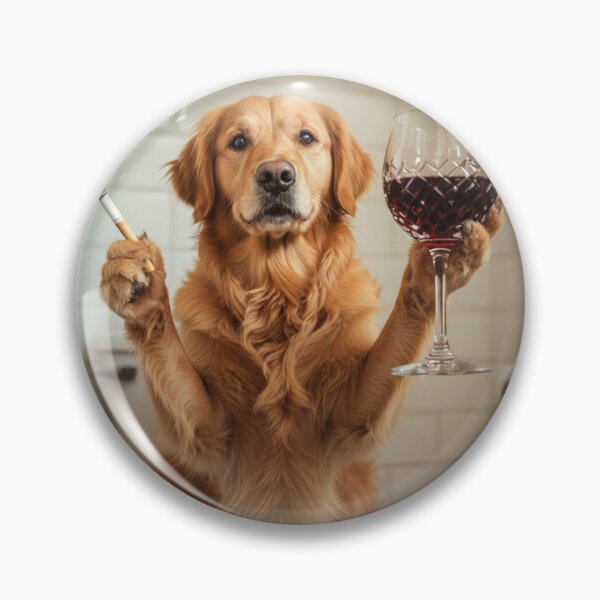 Item preview, Classy Golden Retriever Drinking Wine On Toilet designed and sold by vk09.