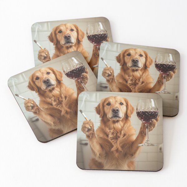 Item preview, Classy Golden Retriever Drinking Wine On Toilet designed and sold by vk09.