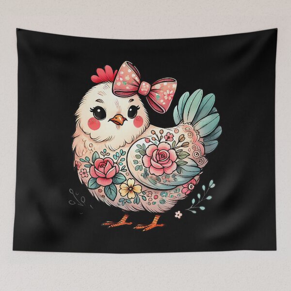 Item preview, Chicken Lover Girls Women Floral Flower Bow Cute Hen Chicken designed and sold by CarmelaConstan.