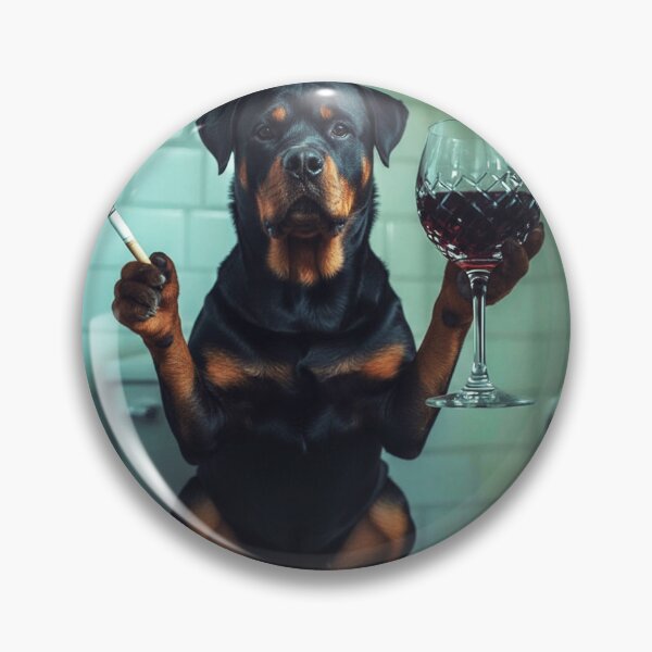 Item preview, Classy Rottweiler Drinking Wine On Toilet designed and sold by vk09.