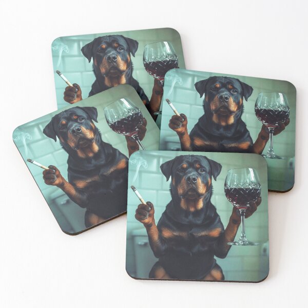 Item preview, Classy Rottweiler Drinking Wine On Toilet designed and sold by vk09.