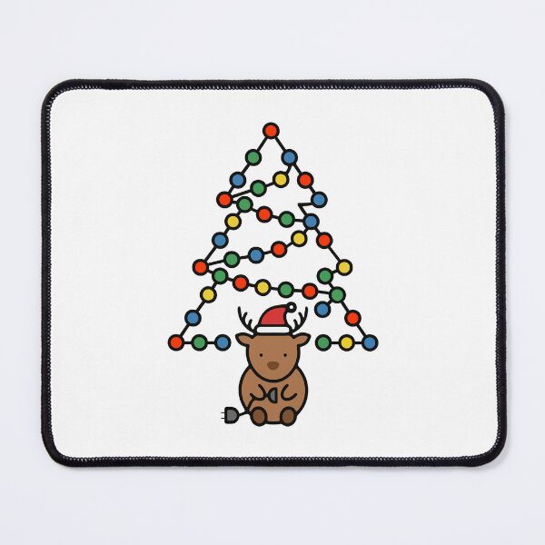 Item preview, Cute Reindeer Plugging In Christmas Lights Tree - Get Lit Pun designed and sold by HarmonyCreation.