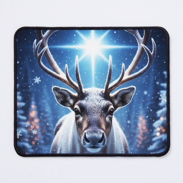 Item preview, Majestic Reindeer Portrait with Glowing North Star – Ultra Realistic Christmas Art designed and sold by happy mongolia.