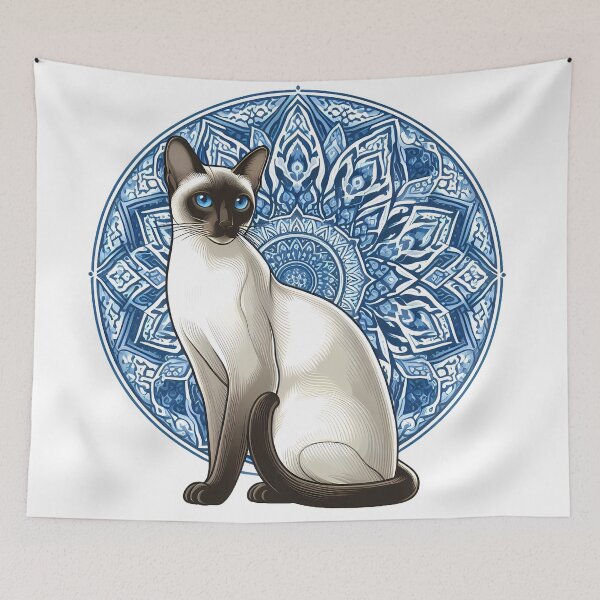 Item preview, Traditional Thai Siamese Cat Porcelain Pattern designed and sold by oynipshop.