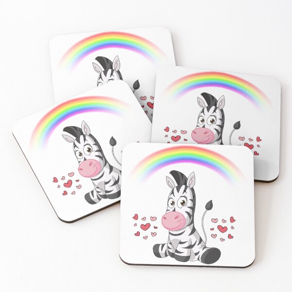 Item preview, Rainbow Zebra with Hearts – Cute Cartoon Illustration designed and sold by Love3Happy.