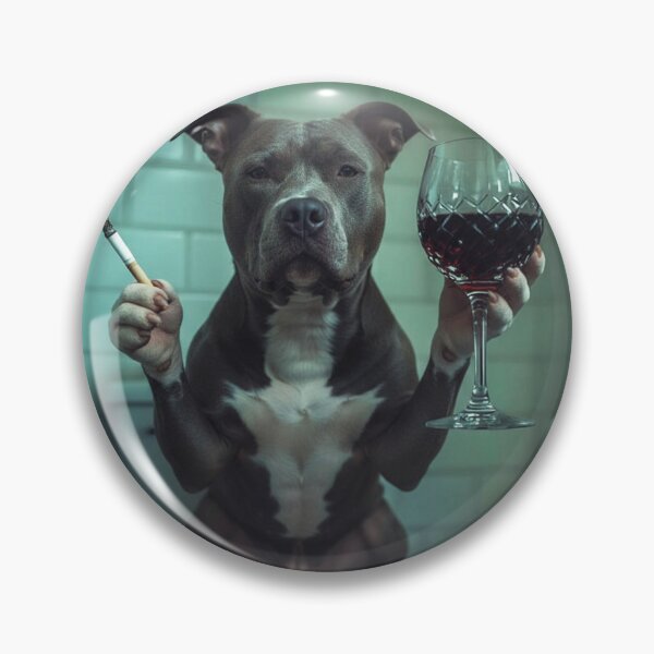 Item preview, Classy Pitbull Drinking Wine On Toilet designed and sold by vk09.