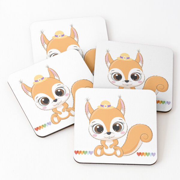 Item preview, Whimsical Squirrel with Rainbow Hearts – Cute Cartoon Illustration designed and sold by Love3Happy.