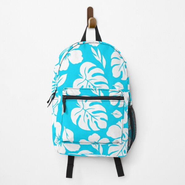 Item preview, Tropical seamless pattern with white hibiscus flowers and monstera leaves on bright blue background, bold Hawaiian floral seamless pattern design perfect for fabric, summer decor, and prints. designed and sold by Opart Srinok.