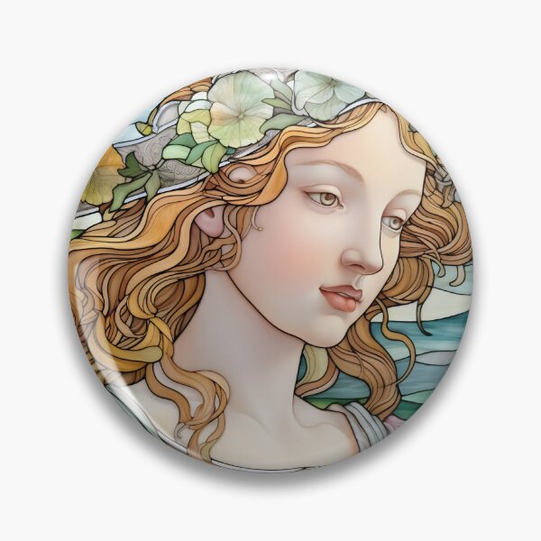 Item preview, A CLASSICAL STAINED GLASS WINDOW WITH A RENAISSANCE WOMAN designed and sold by infinitearte.