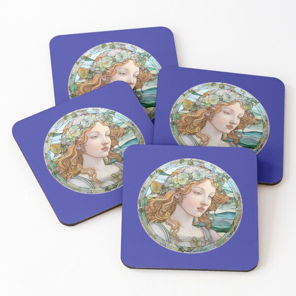 Item preview, A CLASSICAL STAINED GLASS WINDOW WITH A RENAISSANCE WOMAN designed and sold by infinitearte.