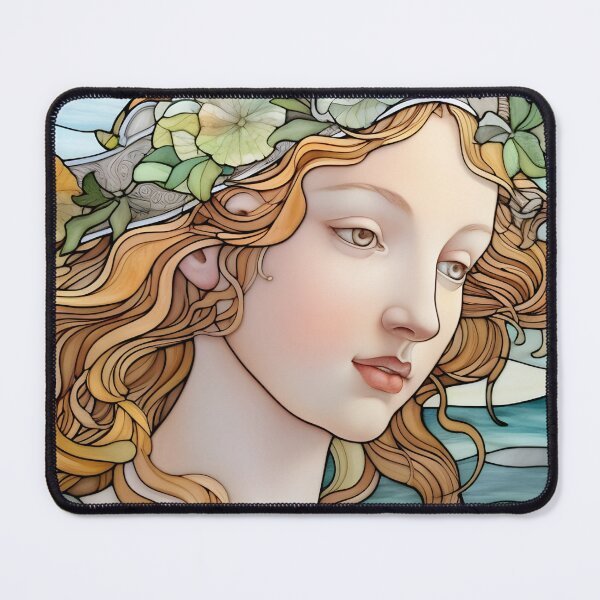 Item preview, A CLASSICAL STAINED GLASS WINDOW WITH A RENAISSANCE WOMAN designed and sold by infinitearte.