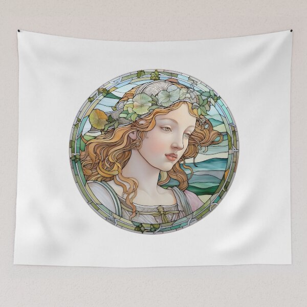 Item preview, A CLASSICAL STAINED GLASS WINDOW WITH A RENAISSANCE WOMAN designed and sold by infinitearte.
