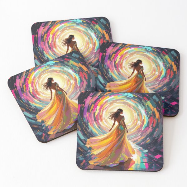 Item preview, Golden Girl emerging from abstract shapes – surreal metallic tones & ethereal light in motion designed and sold by FotoworldEdel.