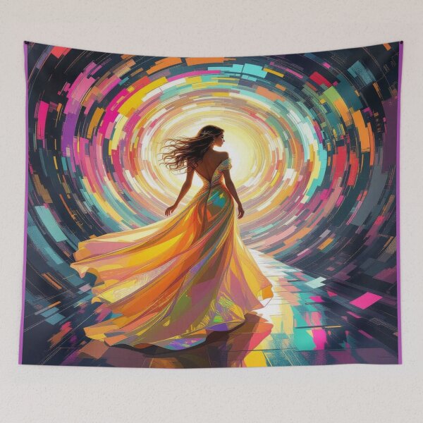 Item preview, Golden Girl emerging from abstract shapes – surreal metallic tones & ethereal light in motion designed and sold by FotoworldEdel.