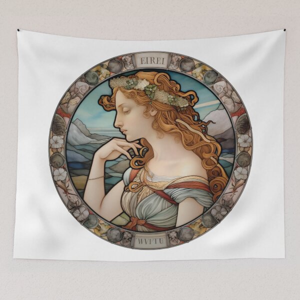 Item preview, A CLASSICAL STAINED GLASS WINDOW WITH A RENAISSANCE WOMAN 2 designed and sold by infinitearte.