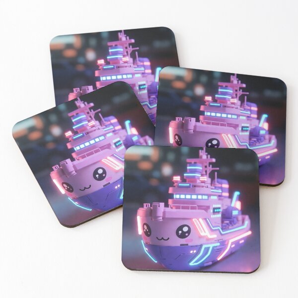 Item preview, Cute Cyberpunk Tugboat – Kawaii Neon Ship Glow designed and sold by NordseeSteel.