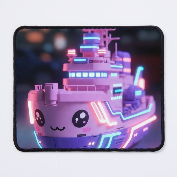 Item preview, Cute Cyberpunk Tugboat – Kawaii Neon Ship Glow designed and sold by NordseeSteel.