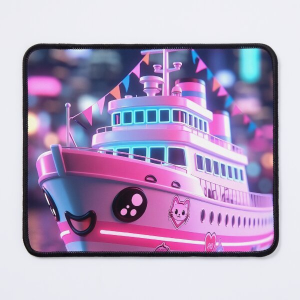 Item preview, Kawaii Party Cruise Ship – Cute Neon Love Boat designed and sold by NordseeSteel.