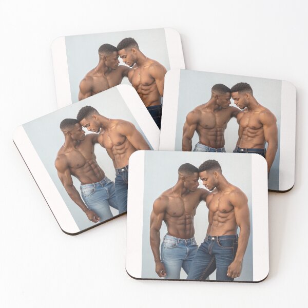 Item preview, Dual Portrait in Modern Light - Black Male Couple designed and sold by gayishdesign.