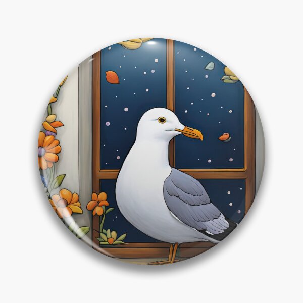Item preview, Folk Art Seagull smelling flowers in a window box designed and sold by Colin Bentham.