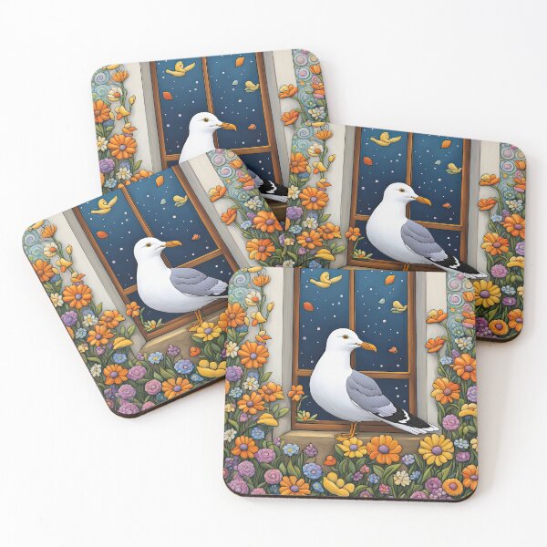 Item preview, Folk Art Seagull smelling flowers in a window box designed and sold by Colin Bentham.
