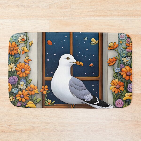 Item preview, Folk Art Seagull smelling flowers in a window box designed and sold by Colin Bentham.