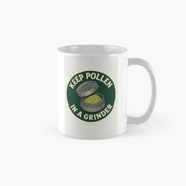Aperçu de l'œuvre Keep Pollen in a Grinder – Sticker Vintage Cannabis Humor créée et vendue par Design-Curios.