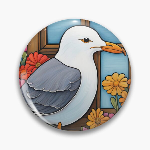Item preview, Folk Art Seagull smelling flowers in a window box designed and sold by Colin Bentham.