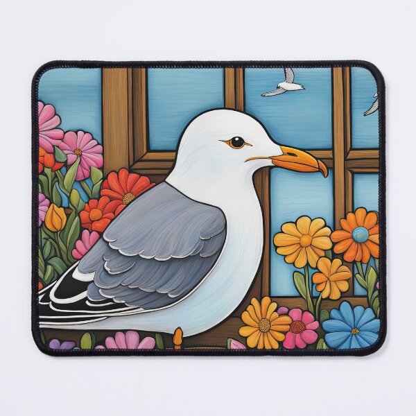 Item preview, Folk Art Seagull smelling flowers in a window box designed and sold by Colin Bentham.
