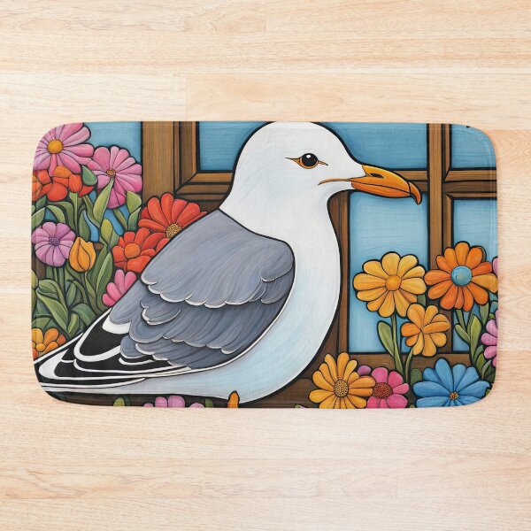 Item preview, Folk Art Seagull smelling flowers in a window box designed and sold by Colin Bentham.