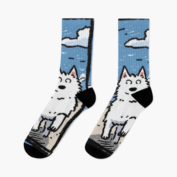 Item preview, Minimalist White Swiss Shepherd Alpine Walking Art designed and sold by Flying Doggo.