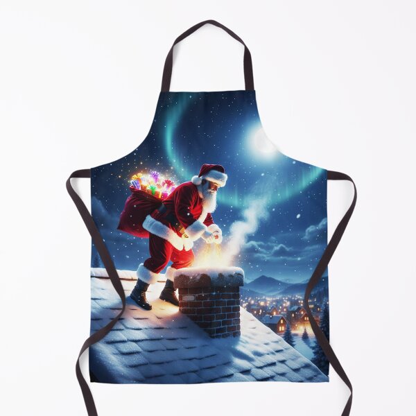Item preview, Santa Climbing Down Snowy Rooftop – Realistic Christmas Night Art designed and sold by happy mongolia.