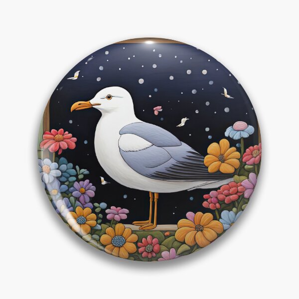 Item preview, Folk Art Seagull smelling flowers in a window box designed and sold by Colin Bentham.