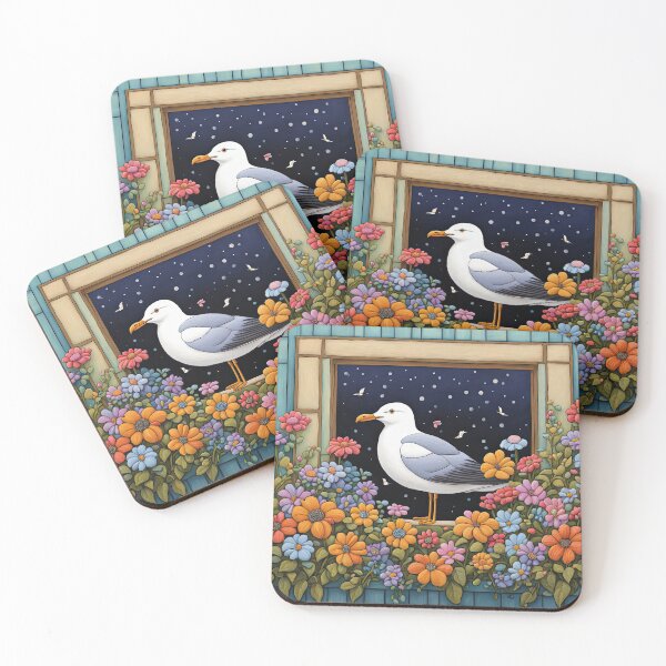 Item preview, Folk Art Seagull smelling flowers in a window box designed and sold by Colin Bentham.