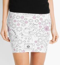 Tea Lady,Snow and Flowers-Garden Tea Party Mini Skirt