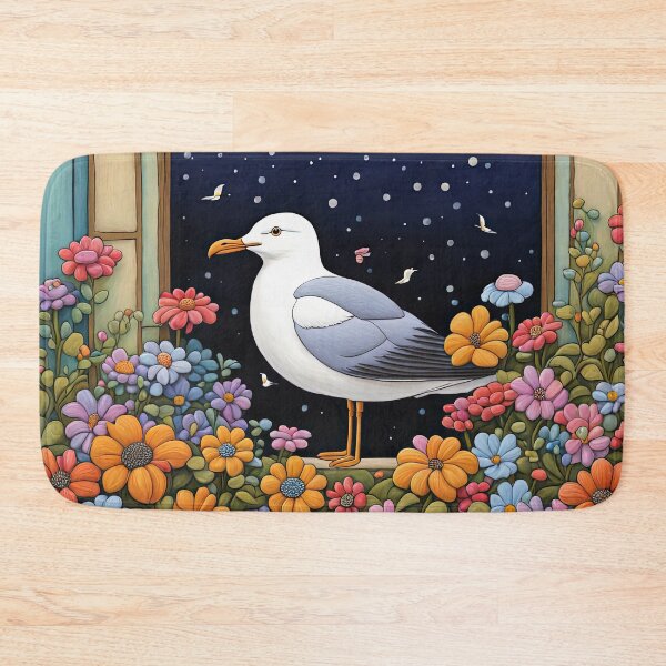 Item preview, Folk Art Seagull smelling flowers in a window box designed and sold by Colin Bentham.