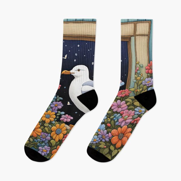 Item preview, Folk Art Seagull smelling flowers in a window box designed and sold by Colin Bentham.