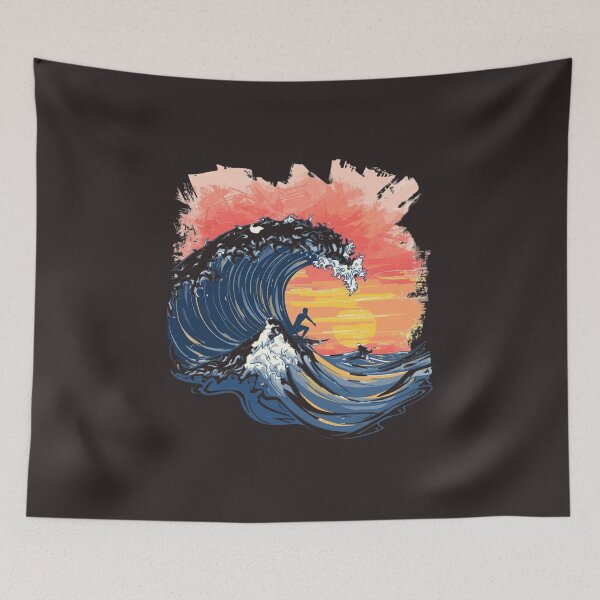 Item preview, Epic Sunset Barrel Wave Surfing Art designed and sold by TitanRN.