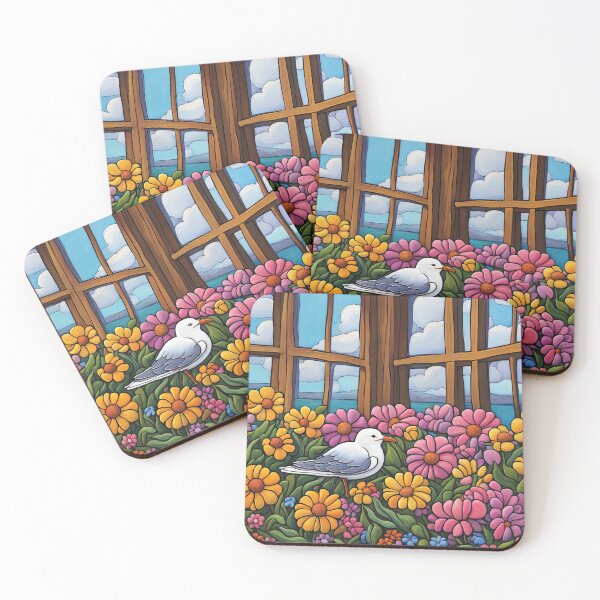 Item preview, Folk Art Seagull smelling flowers in a window box designed and sold by Colin Bentham.