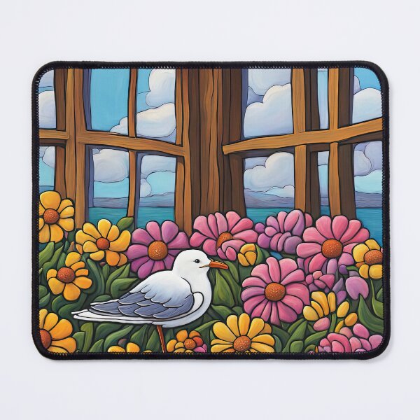 Item preview, Folk Art Seagull smelling flowers in a window box designed and sold by Colin Bentham.