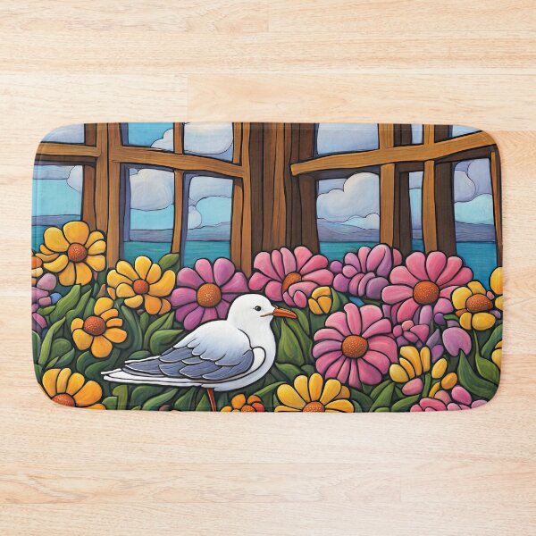 Item preview, Folk Art Seagull smelling flowers in a window box designed and sold by Colin Bentham.