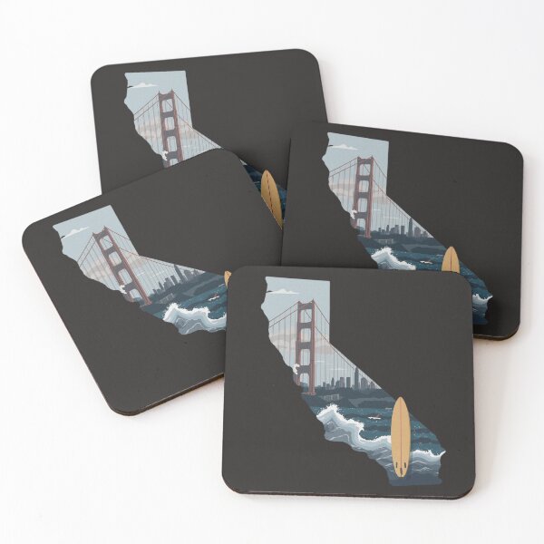 Item preview, California State Art Print - Golden Gate Bridge & Surfboard Illustration designed and sold by TitanRN.